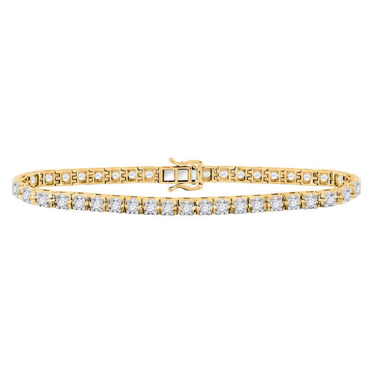 10kt Yellow Gold Womens Round Diamond Studded Tennis Bracelet 7 Cttw - Gold Heart Group Jewelers