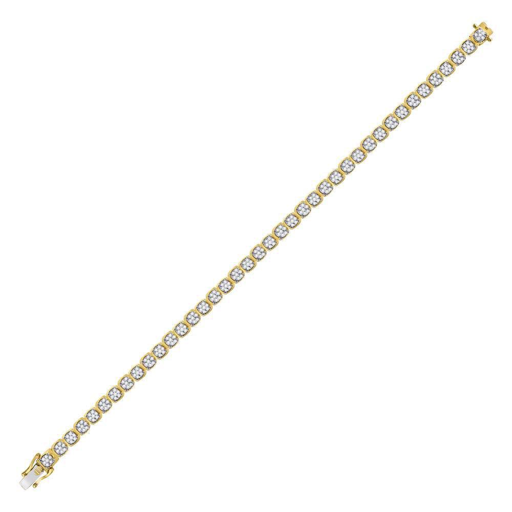 10kt Yellow Gold Mens Round Diamond Cluster Fashion Bracelet 3 Cttw - Gold Heart Group Jewelers