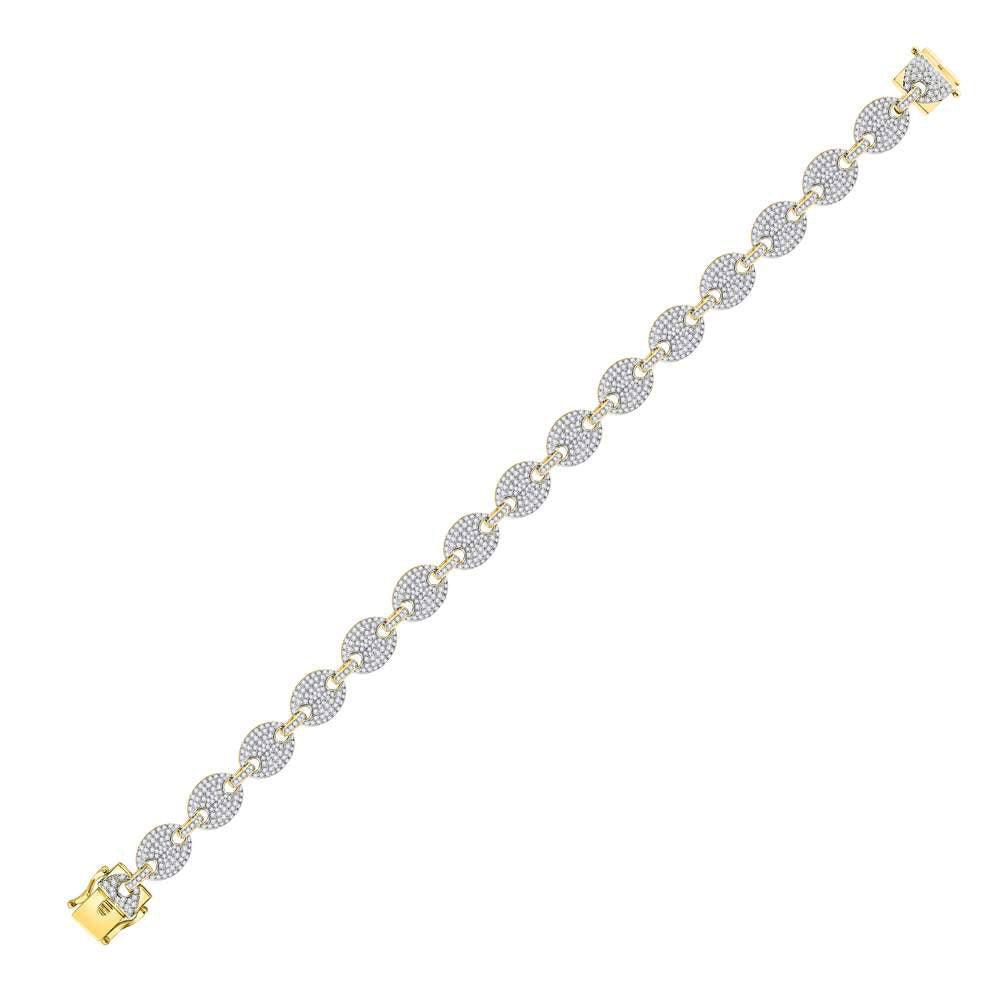 10kt Yellow Gold Mens Round Diamond Link Bracelet 5 Cttw - Gold Heart Group Jewelers