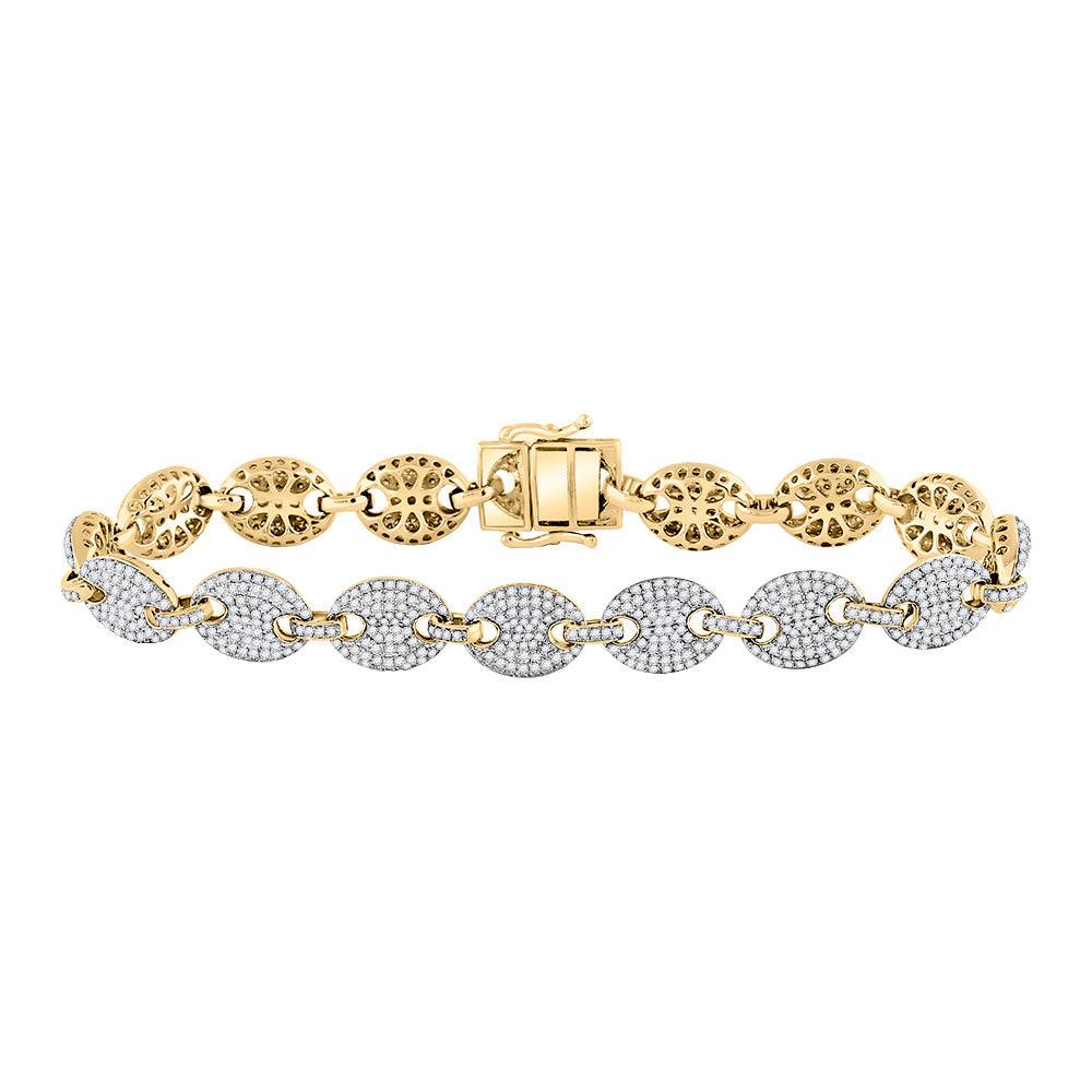 10kt Yellow Gold Mens Round Diamond Link Bracelet 5 Cttw - Gold Heart Group Jewelers