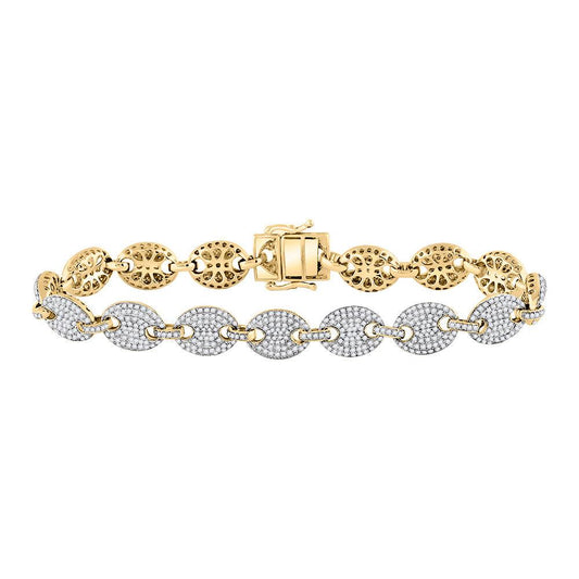 10kt Yellow Gold Mens Round Diamond Link Bracelet 5 Cttw - Gold Heart Group Jewelers