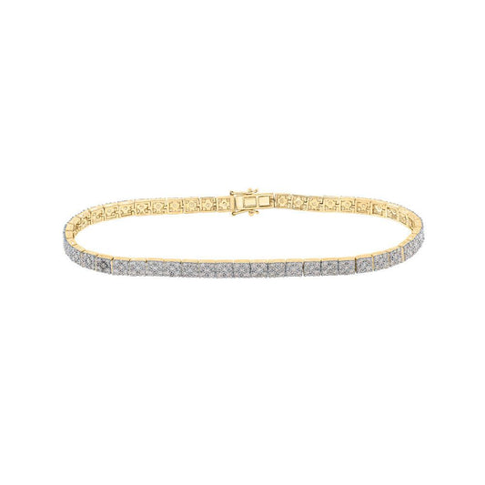 10kt Yellow Gold Mens Round Diamond Studded Link Bracelet 4-1/3 Cttw - Gold Heart Group Jewelers