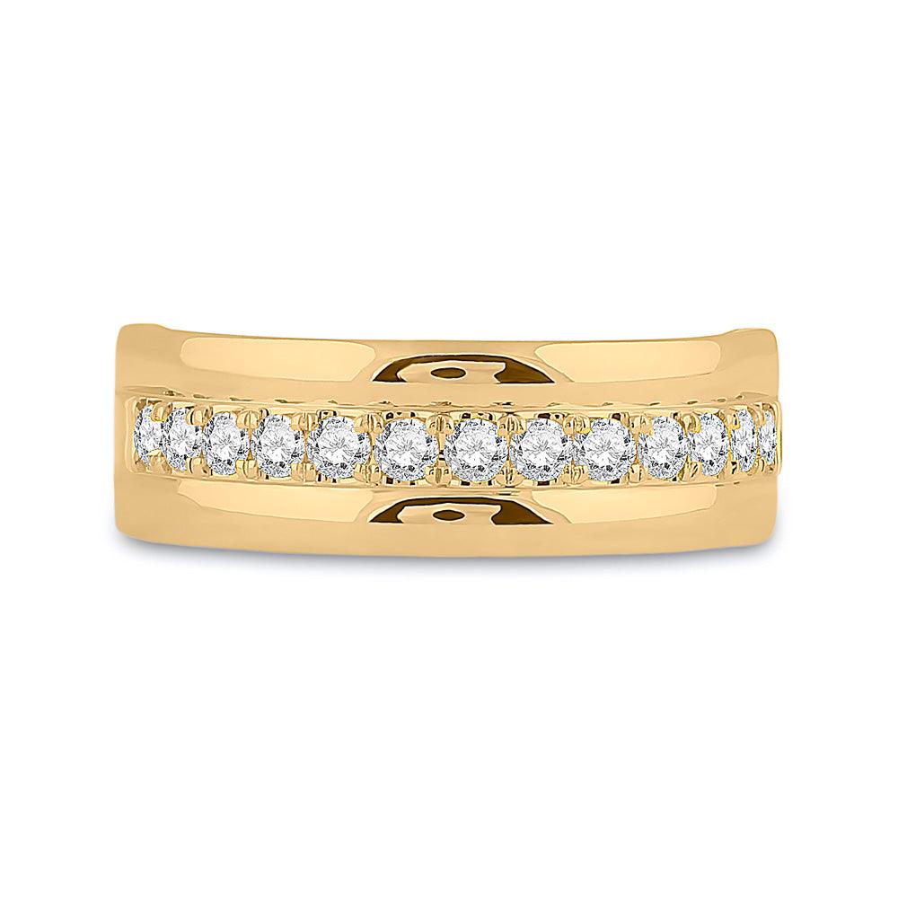 14kt Yellow Gold Mens Round Diamond Wedding Single Row Band Ring 1/2 Cttw - Gold Heart Group Jewelers