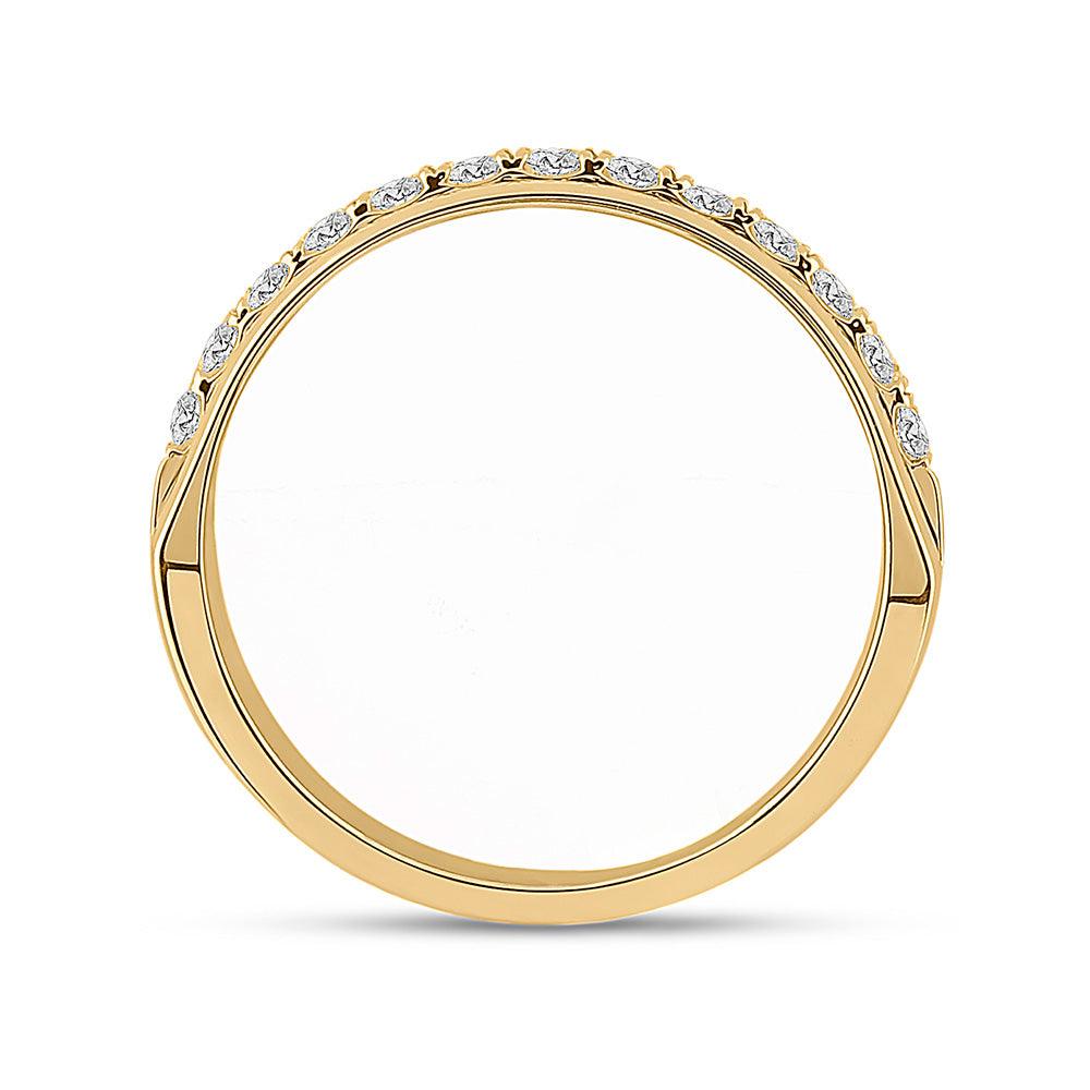 14kt Yellow Gold Mens Round Diamond Wedding Single Row Band Ring 1/2 Cttw - Gold Heart Group Jewelers