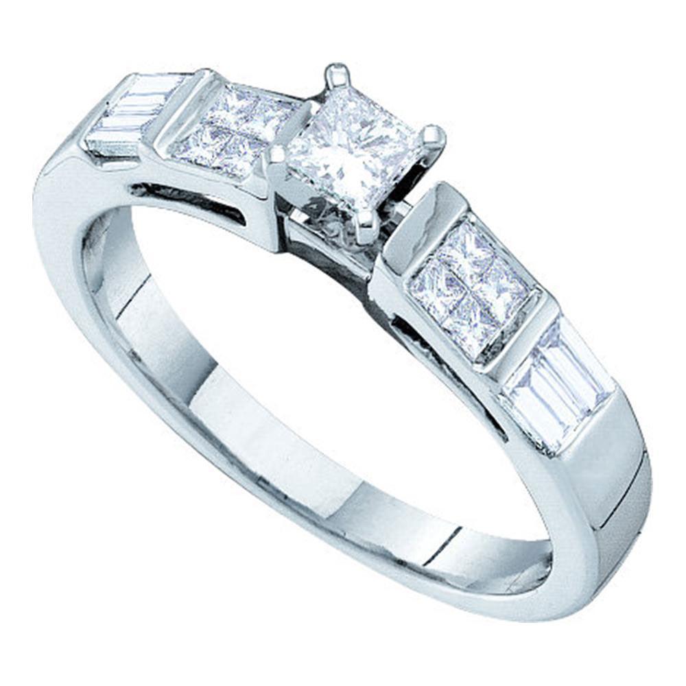 14kt White Gold Princess Diamond Solitaire Bridal Wedding Engagement Ring 1/2 Cttw