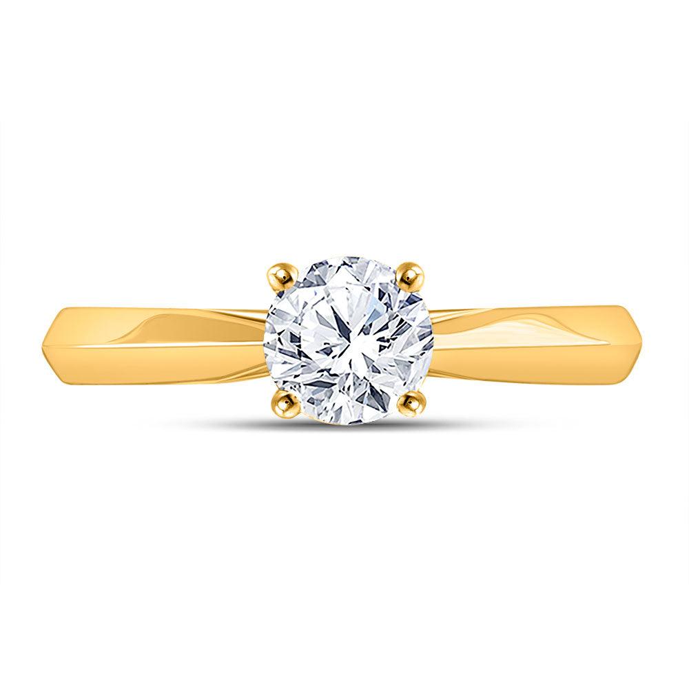 14kt Yellow Gold Womens Round Diamond Solitaire Bridal Wedding Engagement Ring 3/4 Cttw