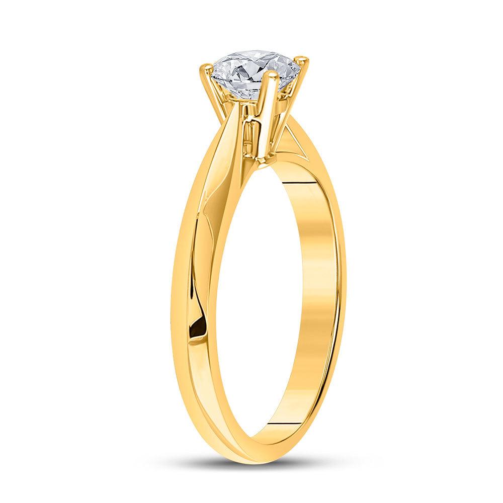 14kt Yellow Gold Womens Round Diamond Solitaire Bridal Wedding Engagement Ring 3/4 Cttw