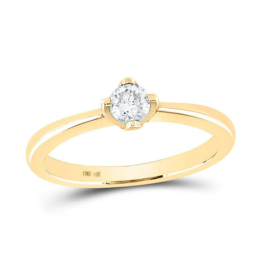 14kt Yellow Gold Womens Round Diamond Solitaire Bridal Wedding Engagement Ring 1/4 Cttw