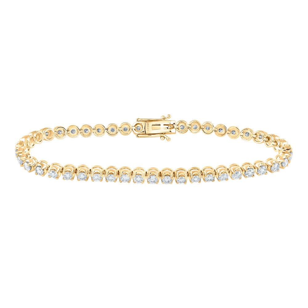 14kt Yellow Gold Womens Round Diamond Classic Tennis Bracelet 4 Cttw - Gold Heart Group Jewelers