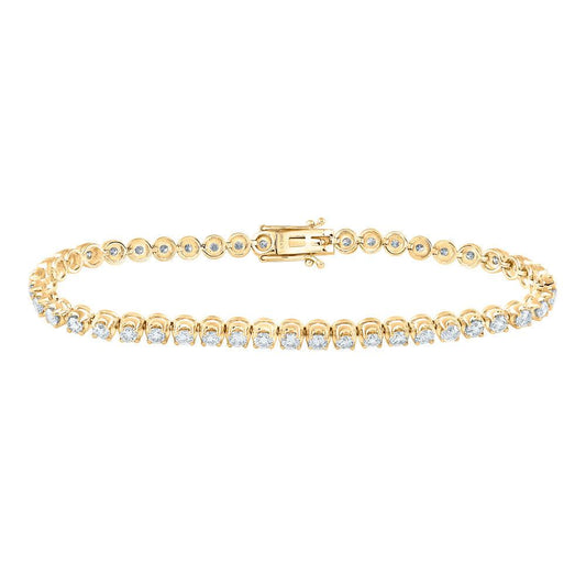 14kt Yellow Gold Womens Round Diamond Classic Tennis Bracelet 4 Cttw - Gold Heart Group Jewelers