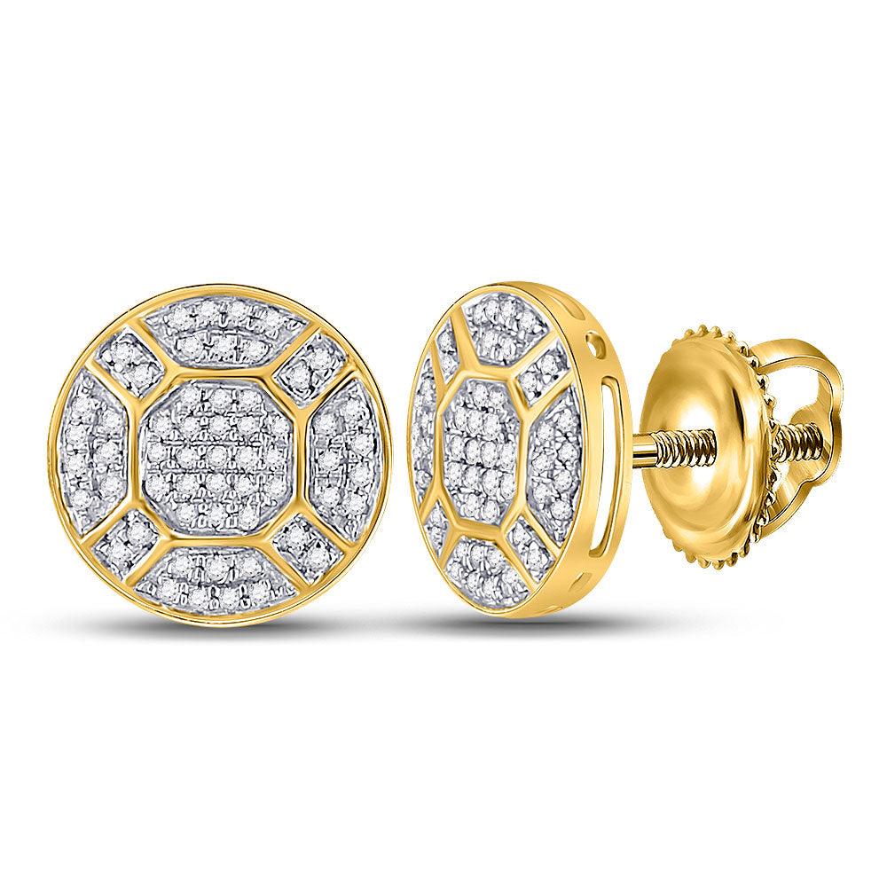 10kt Yellow Gold Mens Round Diamond Circle Cluster Earrings 1/3 Cttw - Gold Heart Group Jewelers