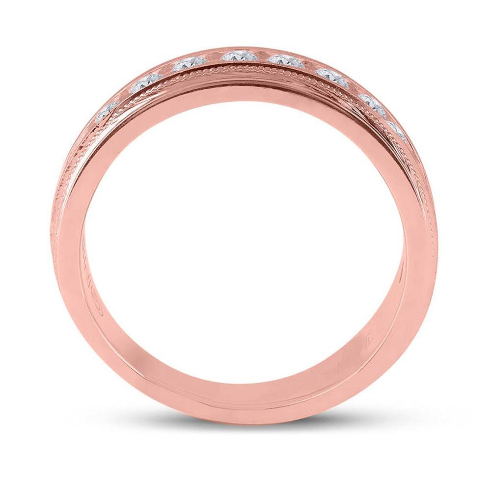 10kt Rose Gold Mens Round Diamond Wedding Single Row Band Ring 1 Cttw - Gold Heart Group Jewelers