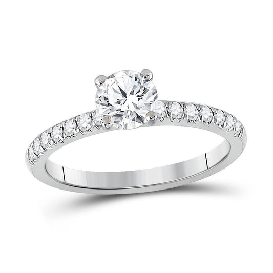 14kt White Gold Round Diamond Solitaire Bridal Wedding Engagement Ring 1 Cttw