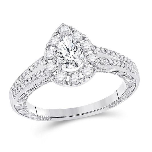 14kt White Gold Pear Diamond Solitaire Bridal Wedding Engagement Ring 1 Cttw