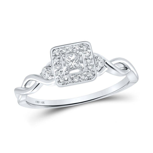 14kt White Gold Womens Princess Diamond Square Promise Ring 1/5 Cttw - Gold Heart Group Jewelers