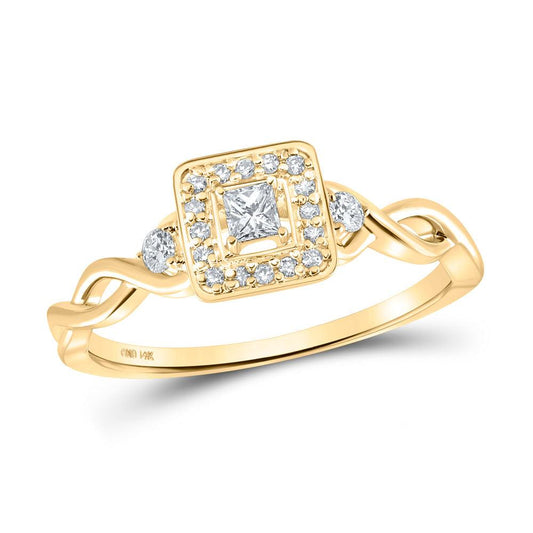 14kt Yellow Gold Womens Princess Diamond Square Promise Ring 1/5 Cttw - Gold Heart Group Jewelers