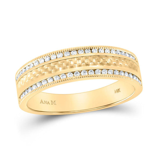 14kt Yellow Gold Mens Round Diamond Wedding Brick Band Ring 1/3 Cttw - Gold Heart Group Jewelers