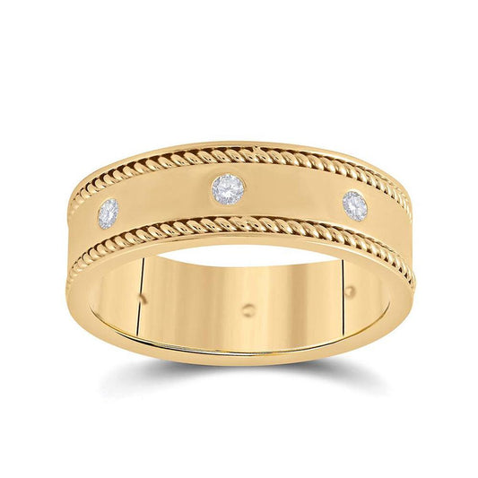 14kt Yellow Gold Mens Round Diamond Wedding Rope Band Ring 1/4 Cttw - Gold Heart Group Jewelers