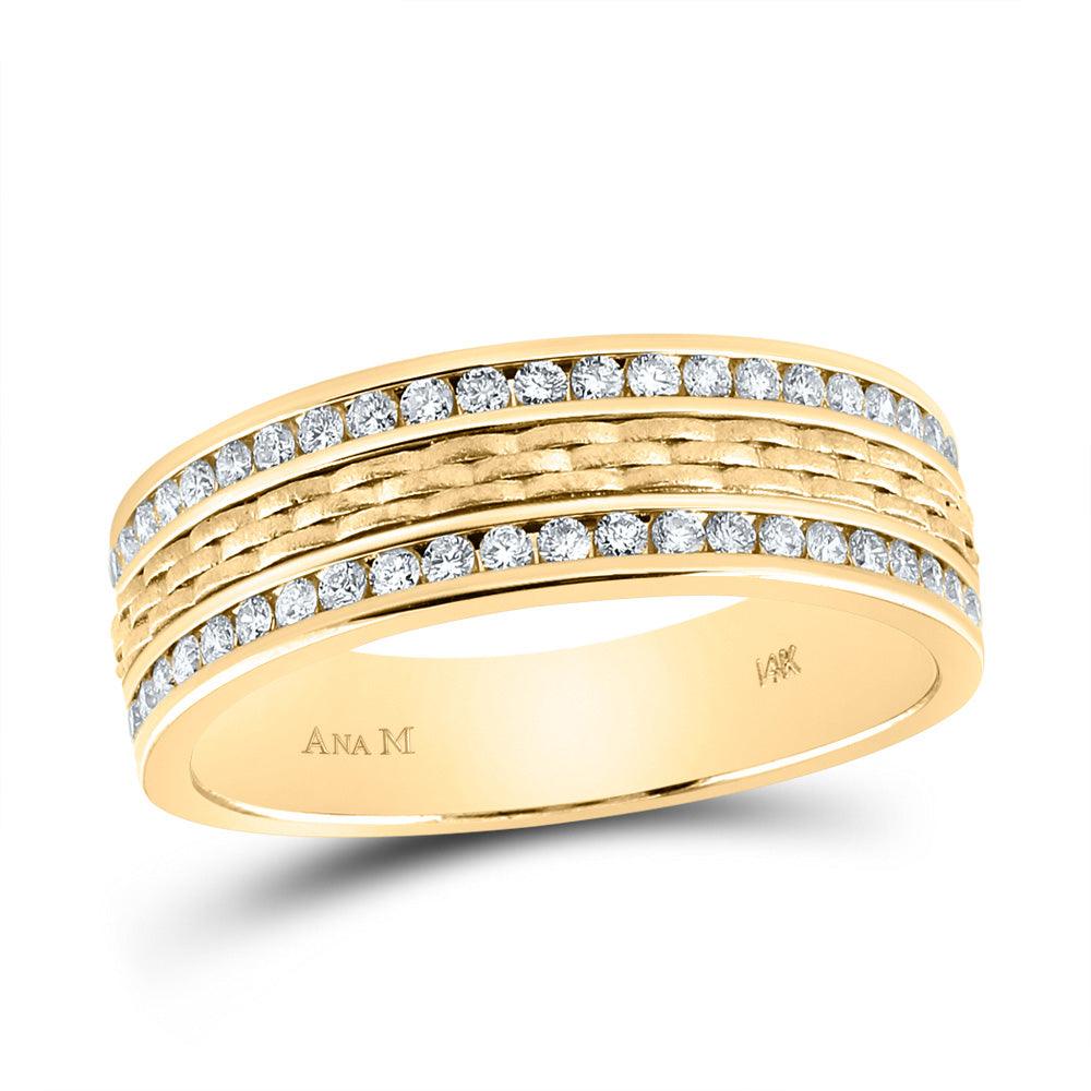 14kt Yellow Gold Mens Round Diamond Wedding Band Ring 1/2 Cttw - Gold Heart Group Jewelers