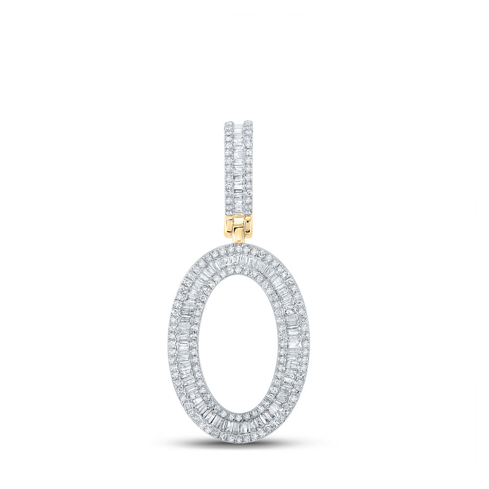 10kt Yellow Gold Mens Baguette Diamond Initial O Letter Charm Pendant 1 Cttw