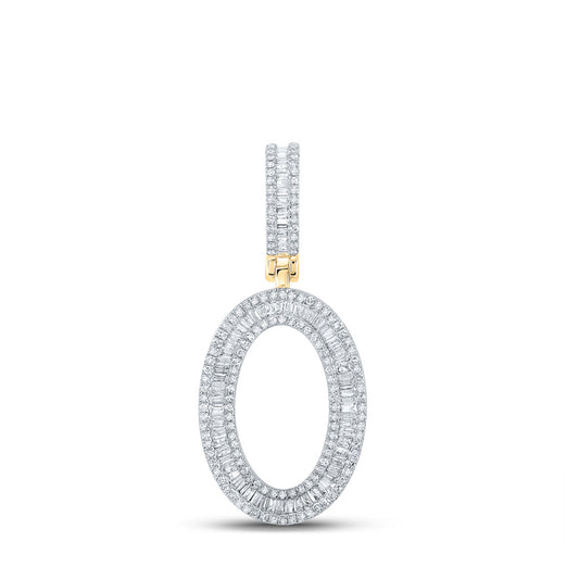 10kt Yellow Gold Mens Baguette Diamond Initial O Letter Charm Pendant 1 Cttw