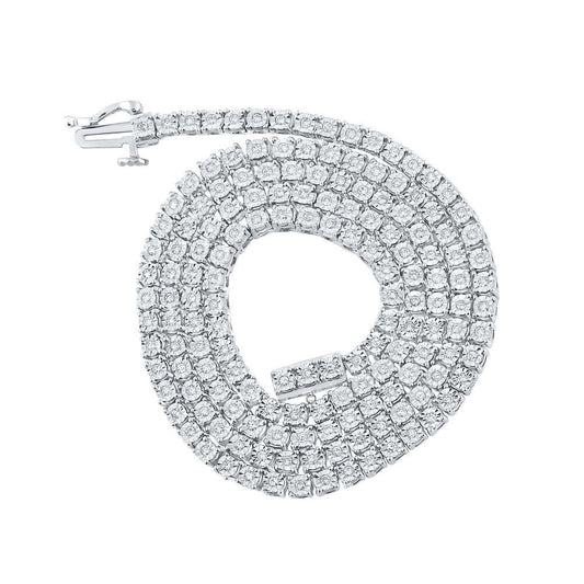 10kt White Gold Mens Round Diamond 18-inch Link Chain Necklace 1 Cttw - Gold Heart Group Jewelers