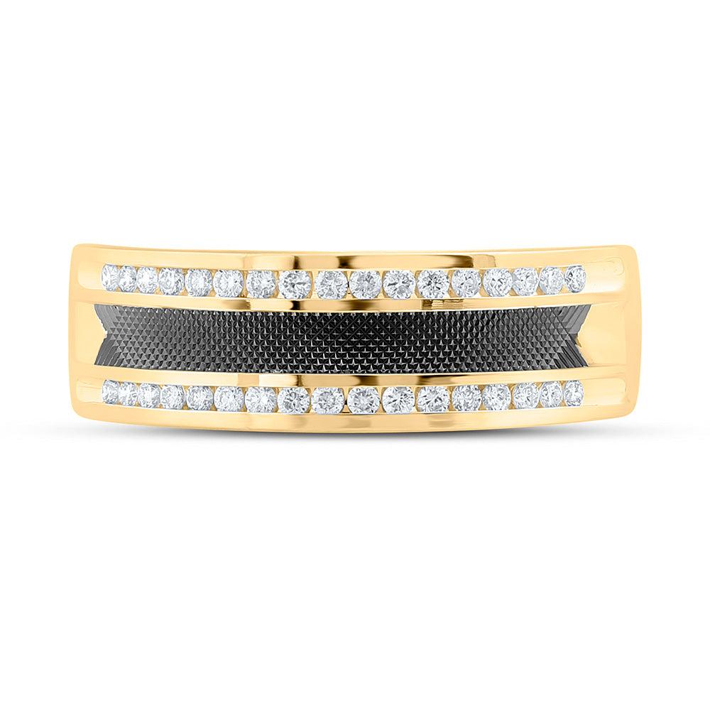 14kt Yellow Gold Mens Round Diamond Wedding Band Ring 1/4 Cttw - Gold Heart Group Jewelers