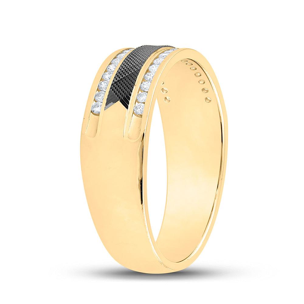 14kt Yellow Gold Mens Round Diamond Wedding Band Ring 1/4 Cttw - Gold Heart Group Jewelers