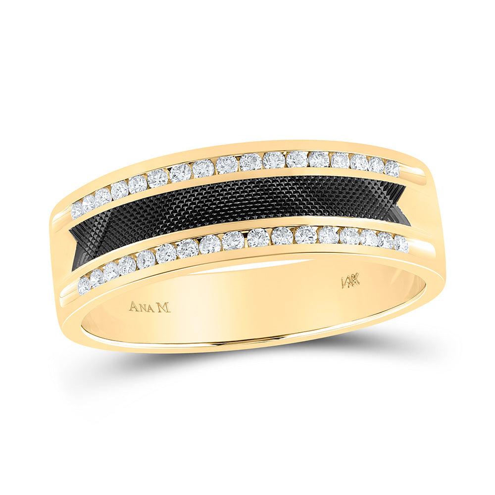 14kt Yellow Gold Mens Round Diamond Wedding Band Ring 1/4 Cttw - Gold Heart Group Jewelers