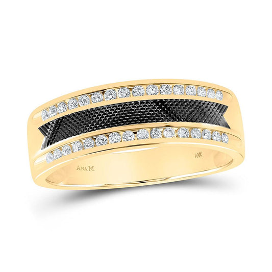 14kt Yellow Gold Mens Round Diamond Wedding Band Ring 1/3 Cttw - Gold Heart Group Jewelers