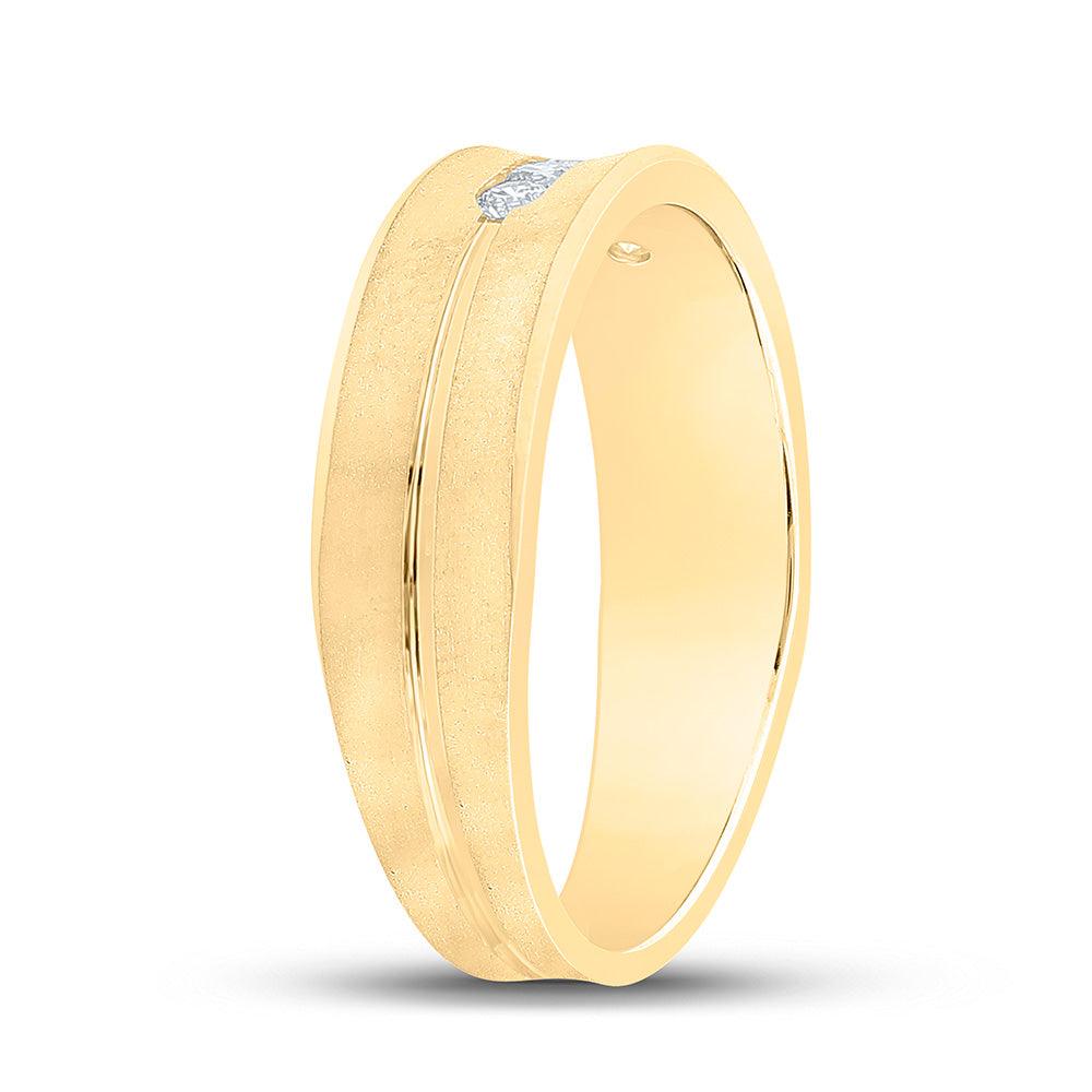 14kt Yellow Gold Mens Round Diamond Wedding Band Ring 1/4 Cttw - Gold Heart Group Jewelers