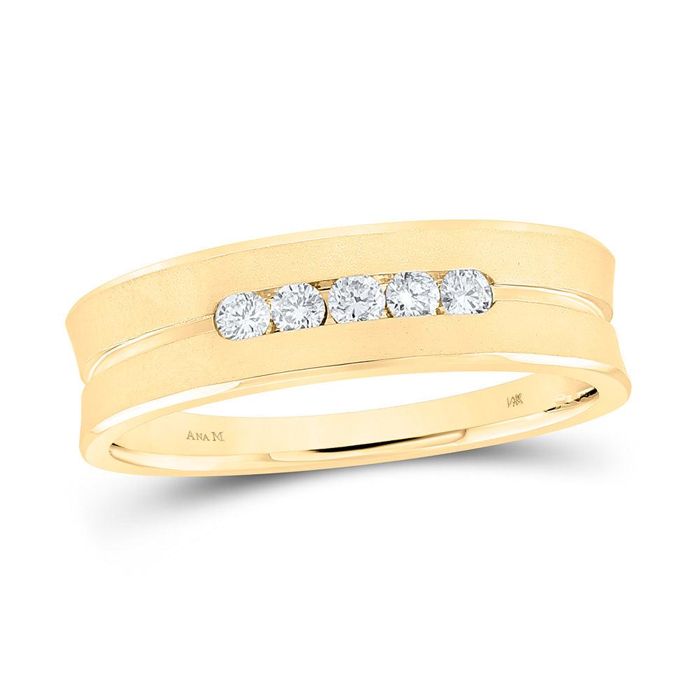 14kt Yellow Gold Mens Round Diamond Wedding Band Ring 1/4 Cttw - Gold Heart Group Jewelers