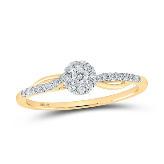 10kt Yellow Gold Womens Round Diamond Halo Promise Ring 1/5 Cttw - Gold Heart Group Jewelers