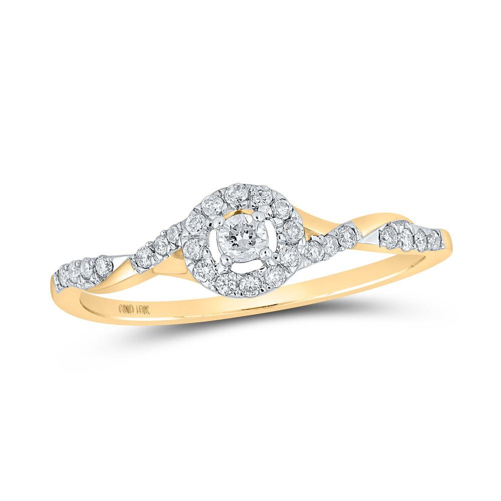 10kt Yellow Gold Womens Round Diamond Halo Promise Ring 1/5 Cttw - Gold Heart Group Jewelers