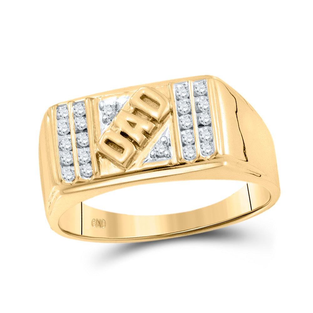 10kt Yellow Gold Mens Round Diamond Dad Father Ring 1/8 Cttw - Gold Heart Group Jewelers