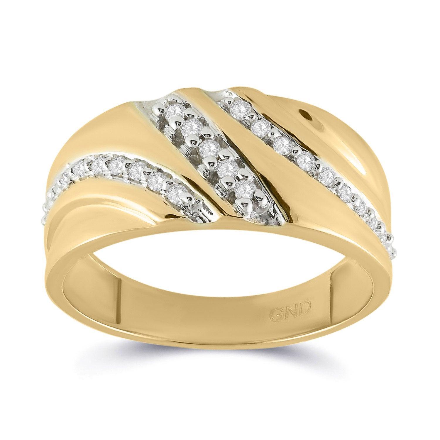 10kt Yellow Gold Mens Round Diamond Band Ring 1/4 Cttw - Gold Heart Group Jewelers