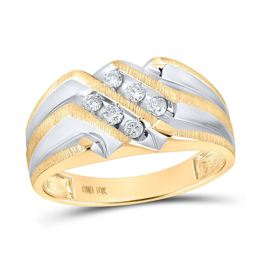 10kt Yellow Gold Mens Round Diamond Band Ring 1/4 Cttw - Gold Heart Group Jewelers