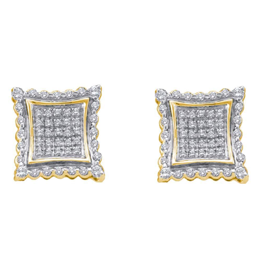 10kt Yellow Gold Mens Round Diamond Square Earrings 1/2 Cttw - Gold Heart Group Jewelers