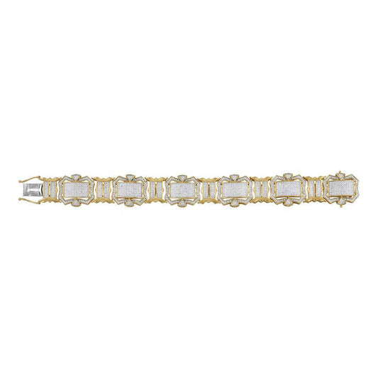 10kt Yellow Gold Mens Round Diamond Big Look Fashion Bracelet 3-1/5 Cttw - Gold Heart Group Jewelers
