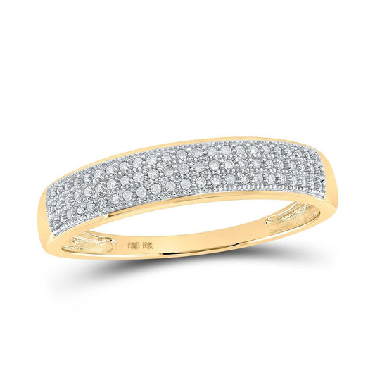 10kt Yellow Gold Mens Round Diamond Pave Band Ring 1/5 Cttw - Gold Heart Group Jewelers