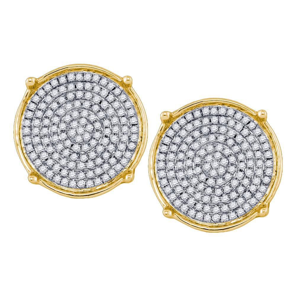 10kt Yellow Gold Mens Round Diamond Circle Cluster Earrings 1/2 Cttw - Gold Heart Group Jewelers