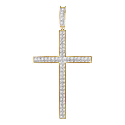 10kt Yellow Gold Mens Round Diamond Roman Cross Large Charm Pendant 2 Cttw - Gold Heart Group Jewelers