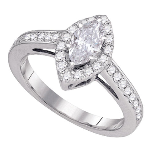 14kt White Gold Marquise Diamond Solitaire Bridal Wedding Engagement Ring 1 Cttw