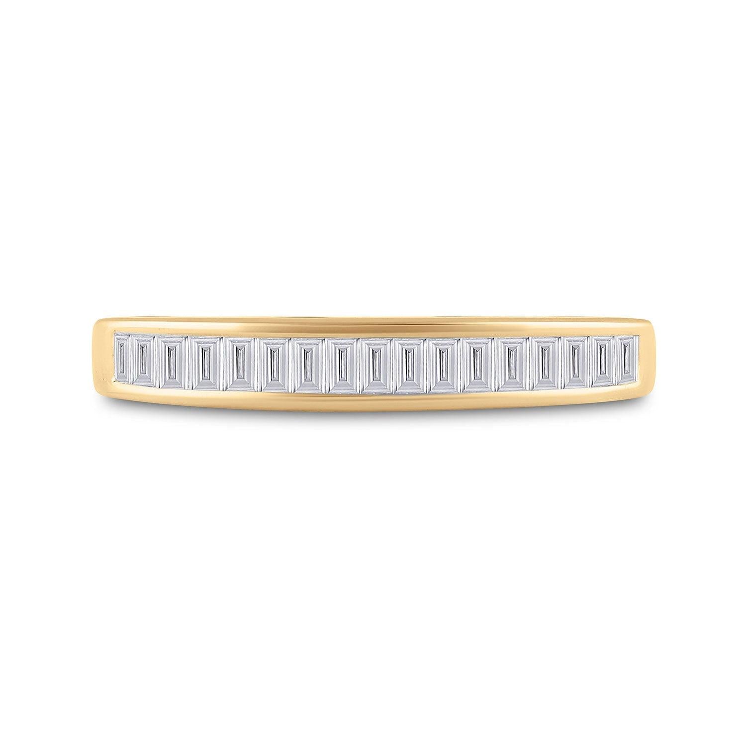 10kt Yellow Gold Womens Baguette Diamond Wedding Band 1/4 Cttw