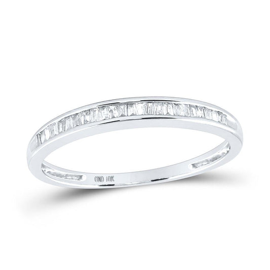 10kt White Gold Womens Baguette Diamond Wedding Anniversary Band 1/6 Cttw