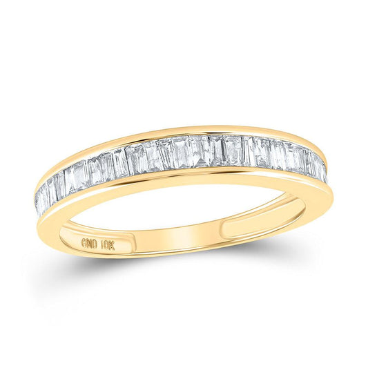 10kt Yellow Gold Womens Baguette Diamond Wedding Band 1/2 Cttw