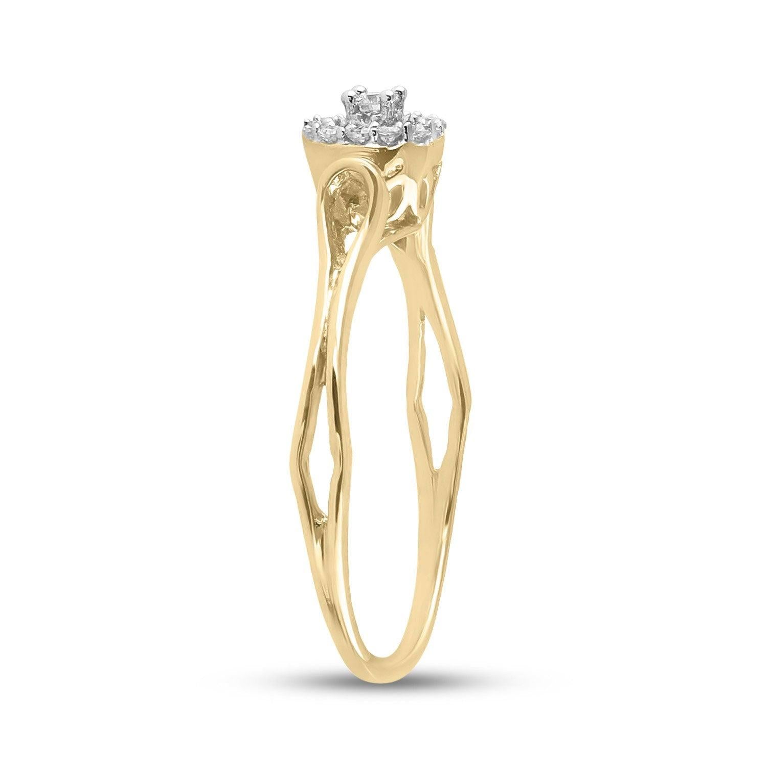 10kt Yellow Gold Womens Round Diamond Solitaire Promise Ring 1/10 Cttw - Gold Heart Group Jewelers