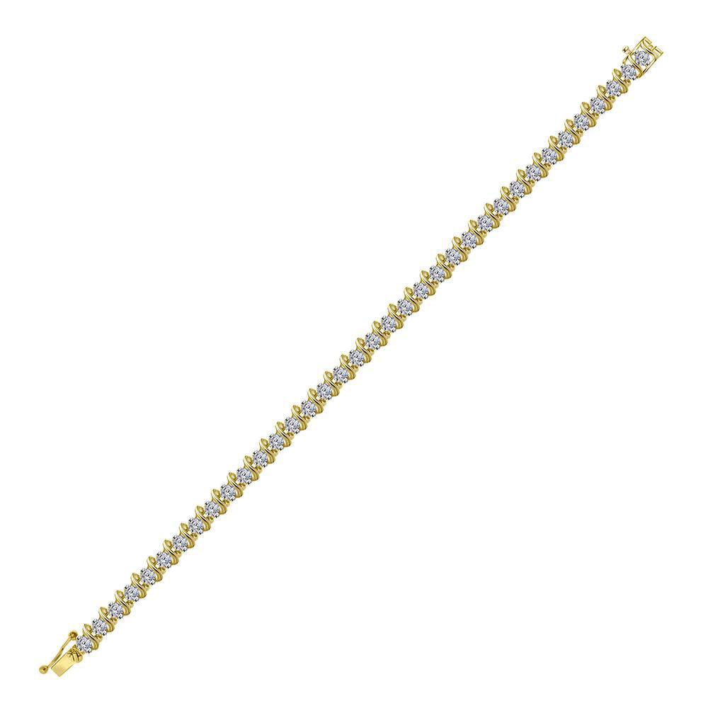 10kt Yellow Gold Womens Round Diamond Tennis Bracelet 4-3/4 Cttw - Gold Heart Group Jewelers