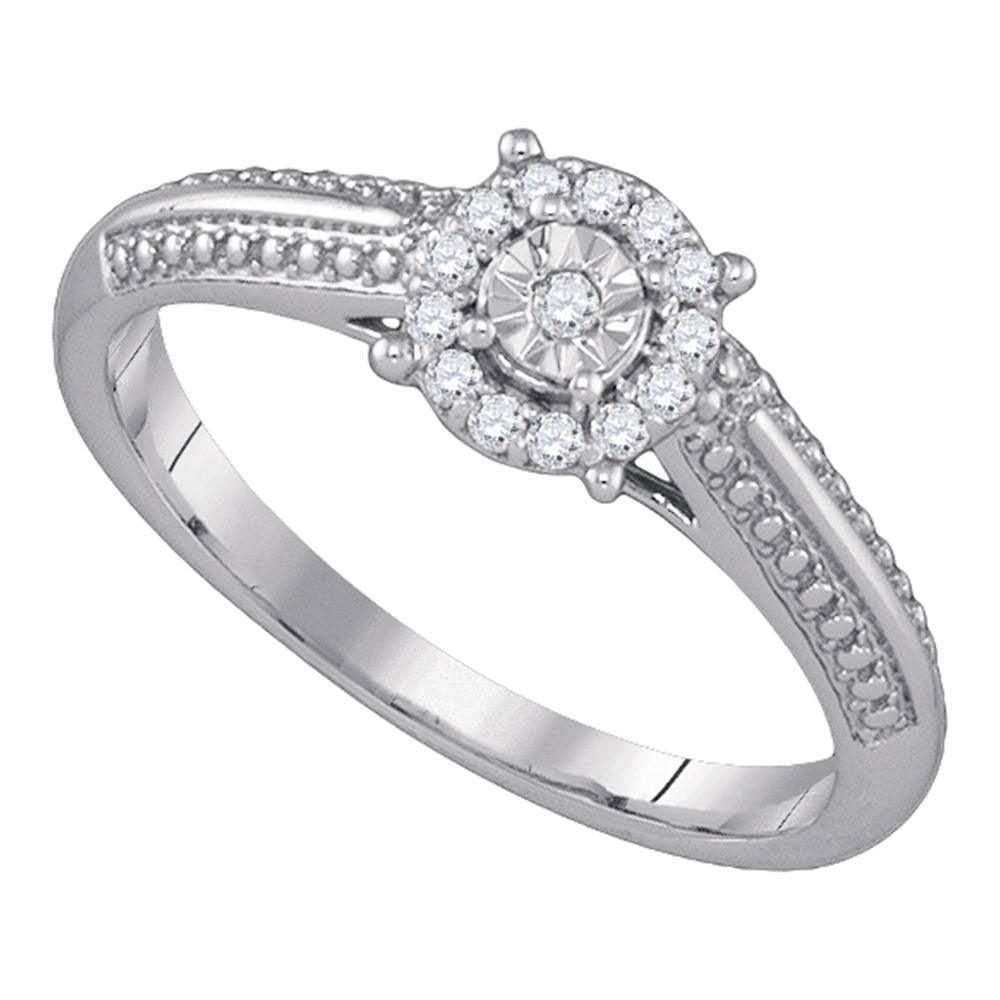 10kt White Gold Womens Round Diamond Cluster Promise Ring 1/10 Cttw - Gold Heart Group Jewelers