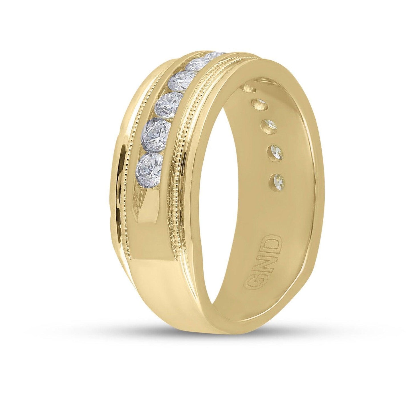 10kt Yellow Gold Mens Round Diamond Wedding Single Row Band Ring 1 Cttw - Gold Heart Group Jewelers